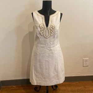 Lilly Pulitzer Janice Sheath dress white beaded. Size 6.